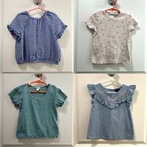 Bundle of 4 Girls Short Sleeve Tops Size 4-6